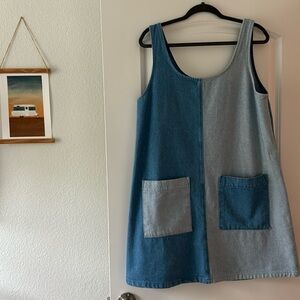 CARLEEN: Double Denim Boxy Apron Dress